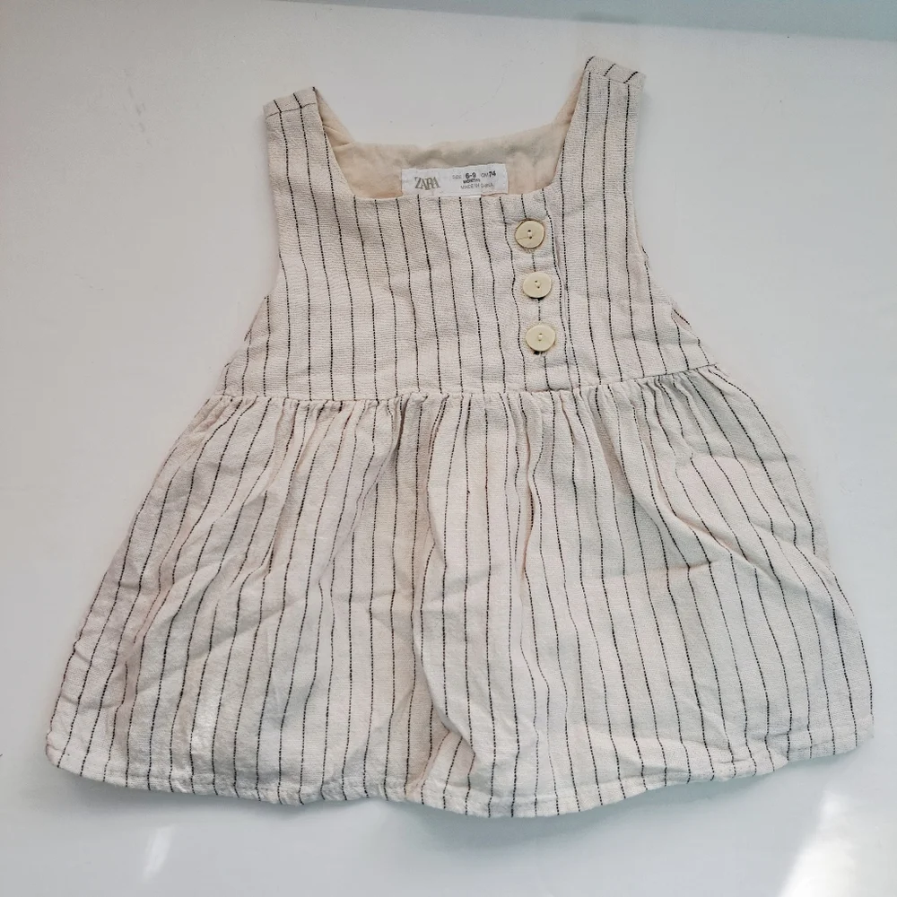 Zara Striped Sleeveless Dress with Buttons